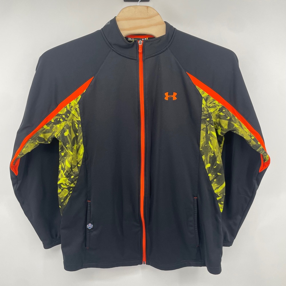 Under Armour Track Jacket Mens 2XL Black Orange NFL Combine Camo Full Zip